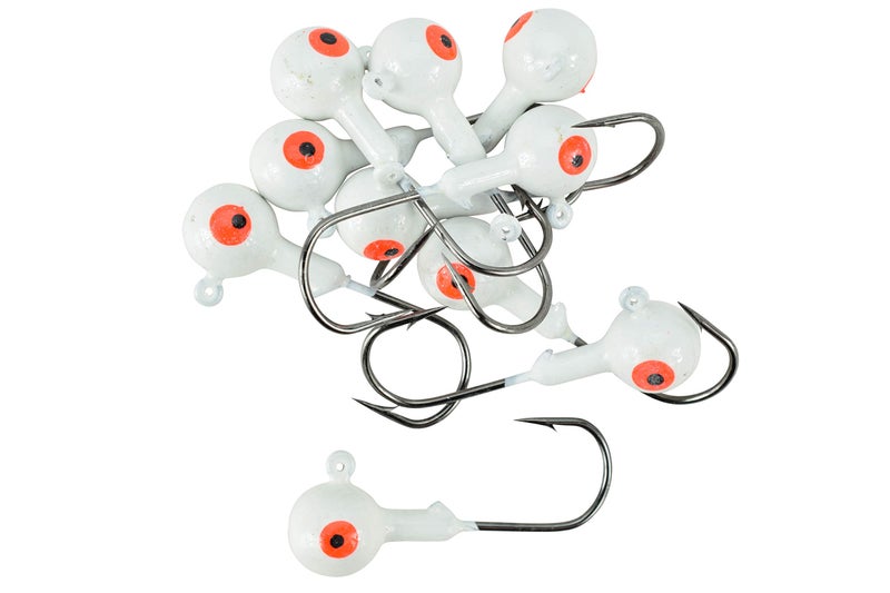 LAST CAST TACKLE 1/4-1oz White Ball Jig Heads - 10 Pack - 5 Sizes to Choose from (.500-1/2oz) - Image 1